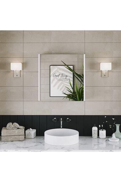 ROOMART Banos Banyo Ad7 Kulpsuz Tek Kapaklı Mat Beyaz Mdf 60 Cm Aynalı Banyo Üst Dolabı