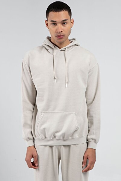 Edition Fit سويت شيرت محبوك بغطاء للرأس - قابل للغسل، تأثير متعثر / باهت، جيب...