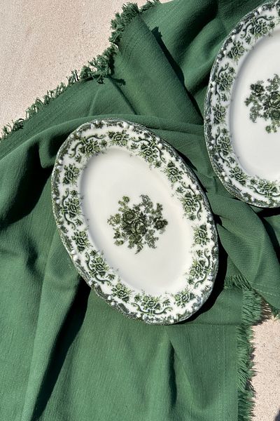 porselenden Antique Green 2 Piece 20 cm Premium Porcelain Small Size Breakfast Boat Presentation Service Set