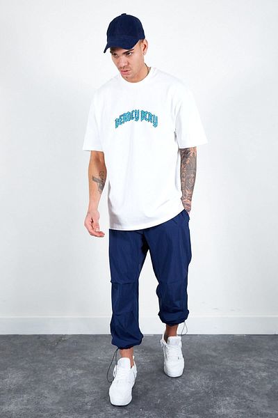 Manche Ανδρικό παντελόνι Jogger Navy Blue Parachute - Mes 616803 -01-6803