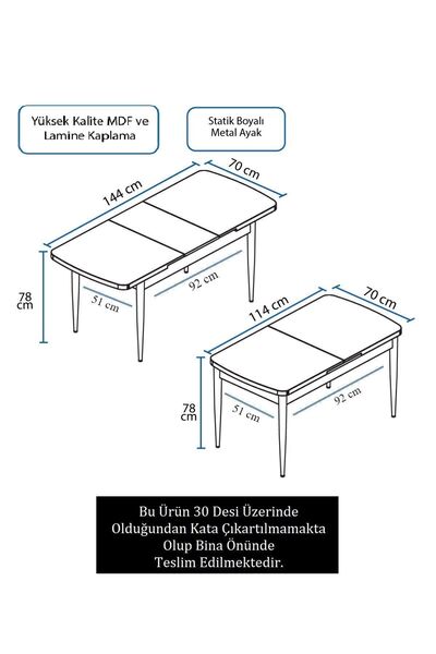 Canisa Concept Han Serisi, 70x114 Açılabilir Mdf Siyah Mermer Desen Mutfak Masası