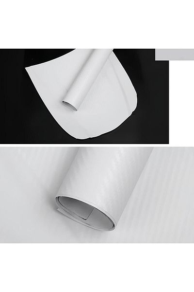 ESEMİZ 3D White Serrated Pattern - Durable Carbon Foil with Air Duct (152cm X 2 Meters)