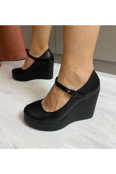 Kesim Shoes Women's Genuine Leather Wedge Heel Shoes 33-41
