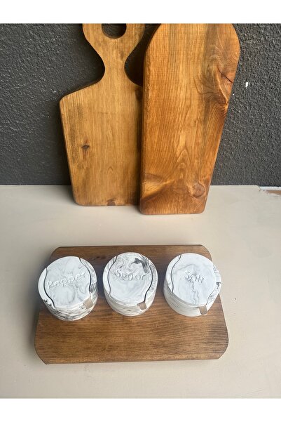 ThreeT Mermer desen tuzluk biberlik şekerlik set