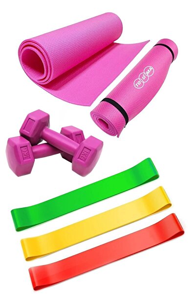 Tosima Pilates Egzersiz Seti Pilates Minderi 3 Adet Direnç Lastiği Ve 1 Kg Çiftli Dambıl Seti