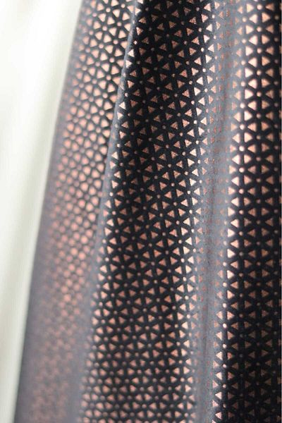 Erciyes home 1St Quality Black Upholstery Nubuck Kumas with Copper Leaves