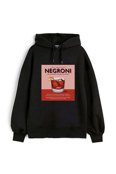 Darkia Унисекс суичър с качулка и качулка с щампа Negroni