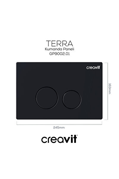 Creavit Terra Mat Siyah Boyalı Askı Rezervuar Kumanda Paneli