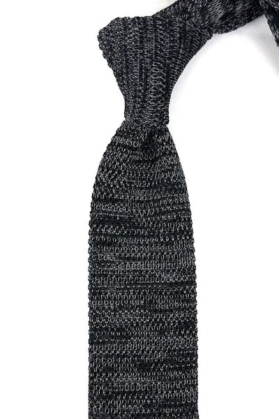 La Pescara Black - Gray Melted Knitted Tie KIR8367