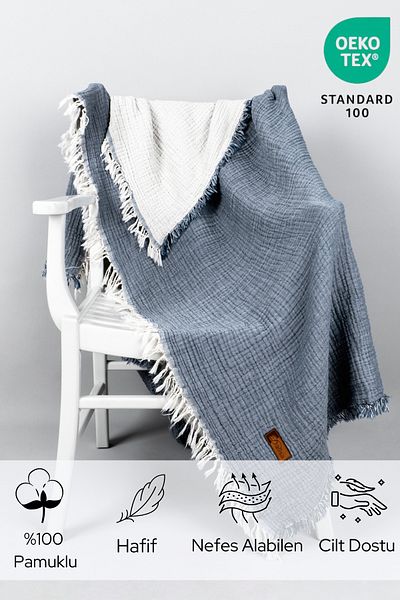 DALİSA 4 Layers 100% Cotton Muslin Pique - Double Sided Tufted Bedspread
