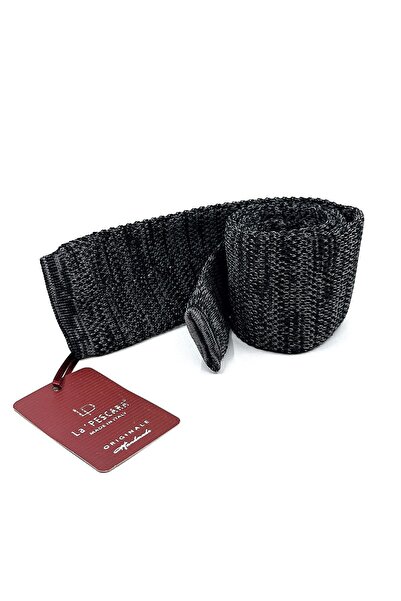 La Pescara Μαύρη - Γκρι Πλεκτή Γραβάτα ÖR8367