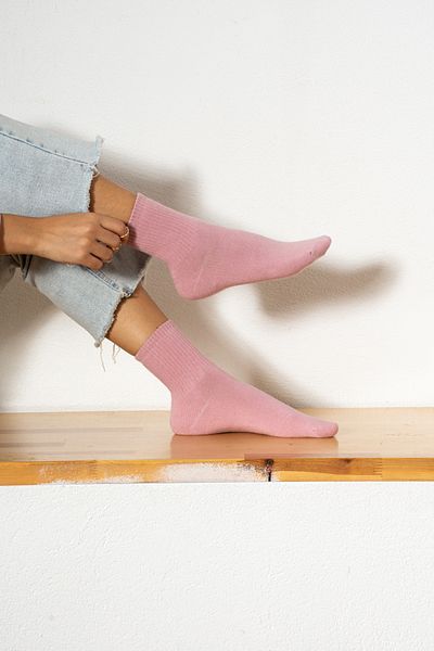 Socks Here Patternless Pink Sports Socks