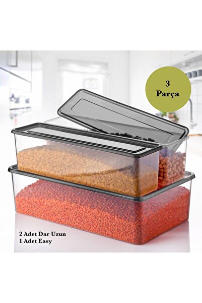 ray plastik 3-Piece Storage Container Set - 2 Narrow Long and 1 Easy