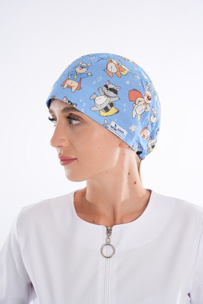 Nur Medikal Giyim Master Likra Maskeli Kedi Desenli Unisex Cerrahi Bone Ameli...