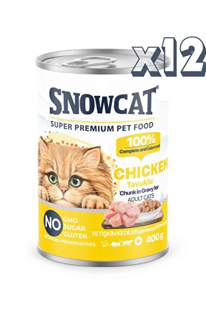 Snow Cat Premium Parça Etli Tavuklu Kedi Konservesi 12 Adet*400 G