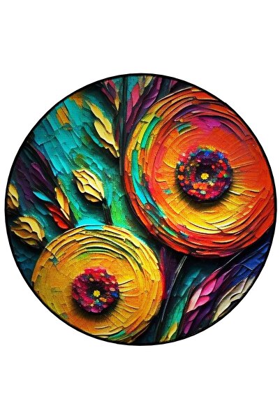 Rugs Modern Halı Mira Round Multicolored Abstract Shapes Detailed Woven Base ...