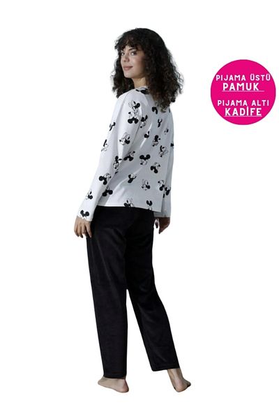 bie's Pijamale de iarnă din bumbac interlock negru - fără umăr, decolteu, mânecă lungă fără nasturi