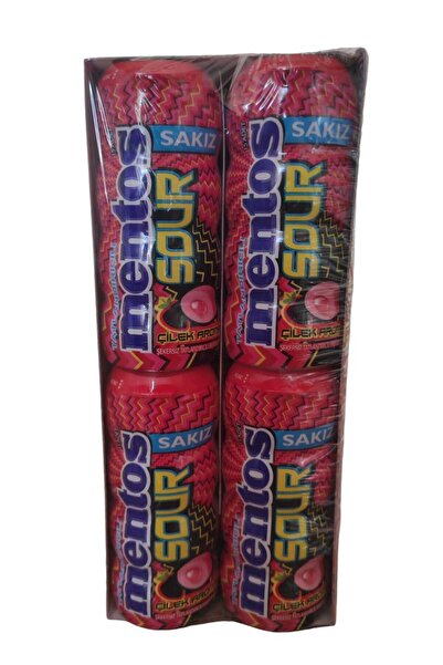 Mentos علكة حامضة - بنكهة الفراولة الحامضة، خالية من السكر 30 جرام * 12 قطعة