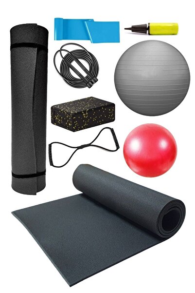 Tosima Pilates Matı Pilates Lastiği Atlama Ipi Yoga Blok Sekizgen Lastik 20 Cm Ve 55 Cm Pilates Topu