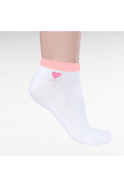 Socks Here White and Heart Patterned Colorful Women's Sports Socks - 1 Pair