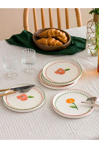 LC Waikiki LCW HOME طقم أطباق مطبوعة بالزهور 4 قطع 20 سم