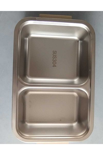 Tantitoni 2 Compartments Stainless Steel Rectangular Food Carrying Bowl 750ml