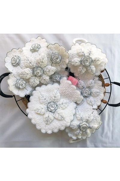 Oiz Story Dowry Bath Loofah Set of 3 Silver