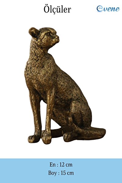 Evene Biblo Dekoratif Obje Heykel Leopar Biblo Dekoratif Süs Eşyası Altın Eskitme Renk Model 33