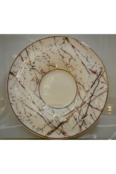 DUKKANI ISTANBUL 6-Piece Marble White Tea Plate Set