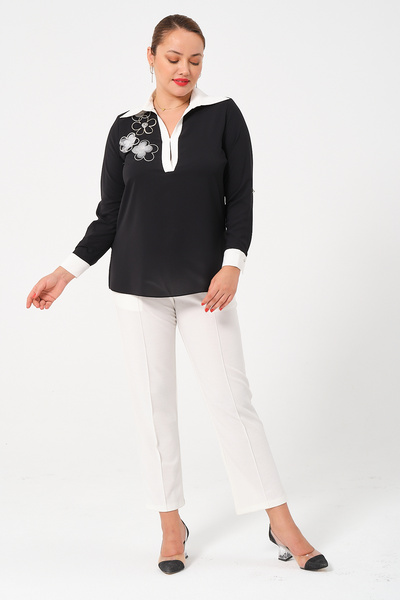 eren büyük beden بلوزة بولو كبيرة الحجم من Jesika برقبة على شكل حرف V