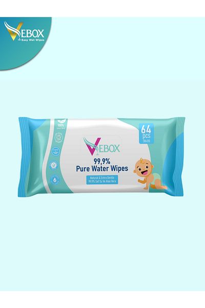VEBOX Newborn Wet Baby Care Towels - Pure Water Wipes 64 pcs