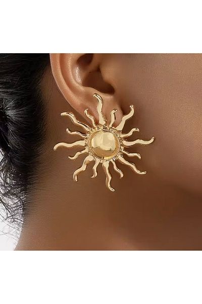 Be Best Women's Gold Color Sun Earrings Eb884