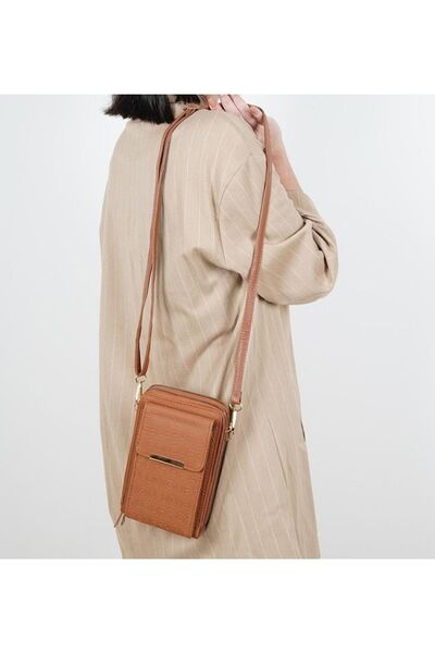 selma demir Geantă portofel de damă maro cu curea din piele - compartiment pe...