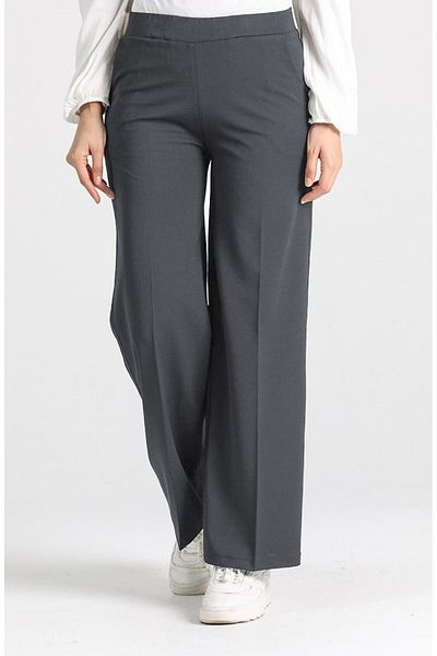 Aşkı Endam Dark Gray Miyase Length Lycra Wide Leg Trousers