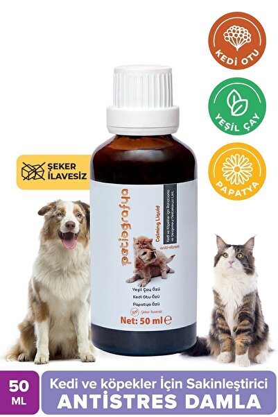 patiografya Kedi Ve Köpek Için %100 Doğal Sakinleştirici,relax, Rahatlatıcı, Antistres Şurup 50 ml
