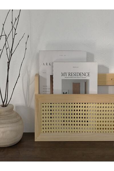 metre dizayn Ahşap Hazeran Rattan Duvar Rafı Çocuk Odası Montessori Kitaplık