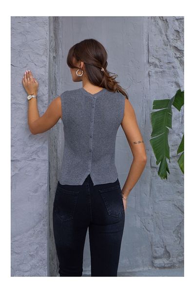 Elif Özbey Butik Anthracite Knitwear Sweater - Back Button