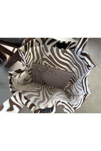 fimugift Fimu Mini Brown Zebra Gusseted Cloth Bag