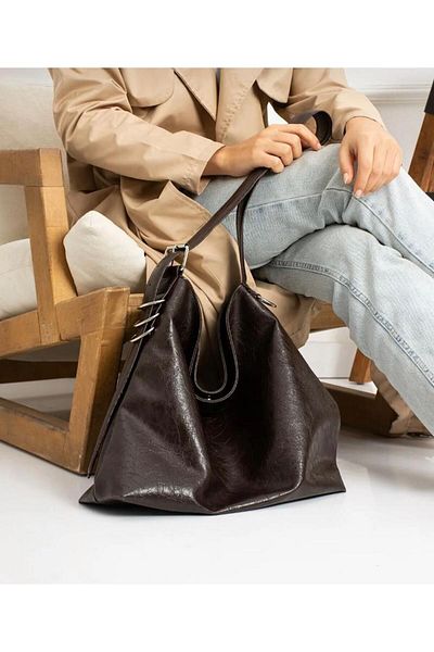 Mercan Stores Women's Bitter Brown Vintage Leather Large Luxury 100% Equivalent Women's Shoulder and Shoulder Bag, Laptop Bag