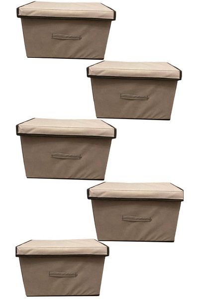 TURİNHOME 5 Pieces Box Storage Bag, Multi-Purpose Box, Fabric Box, Organizer with Lid