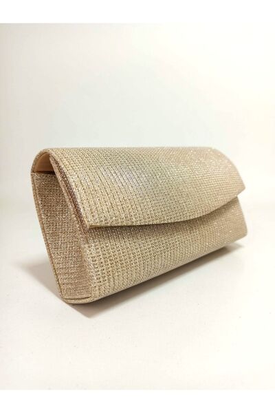 dizaynbag حقيبة سهرة صغيرة باللون الذهبي اللامع للنساء