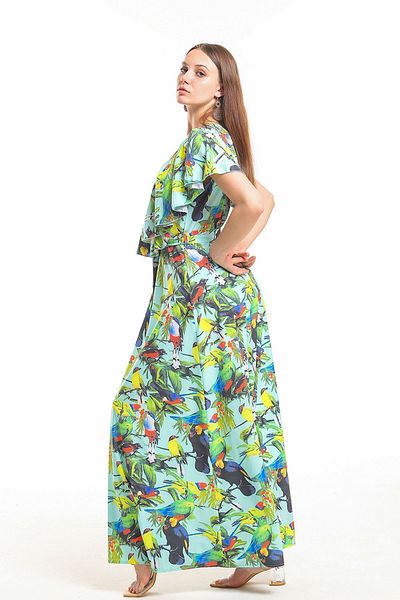 Sense Rochie - Rochie din crepon cu volan floral la două piept |   Elb31181 Saks
