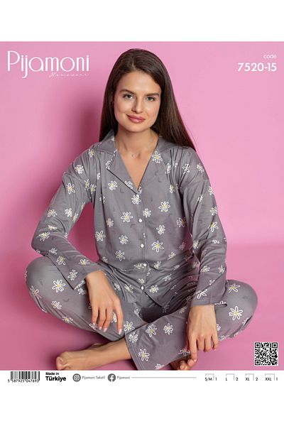Pijamoni Σετ πιτζάμες σουέντ - Μπροστινά κουμπιά