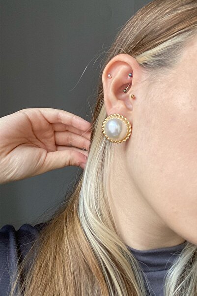 Dora Accessories Incili Vintage Altın Renk Küpe