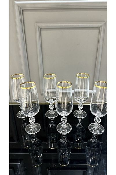 Bohemia Crystalex Gold Footed Coffee Side Water Glass 180 Ml