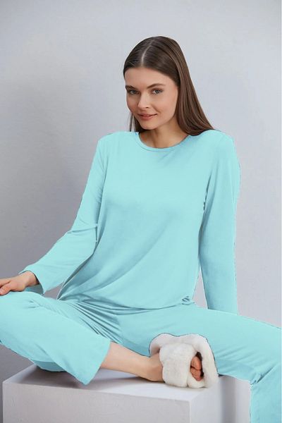 ÇAĞ MODA Dámská pyžamová souprava s dlouhým rukávem z viskózy