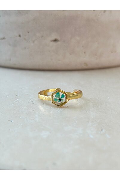 Fiorel Design Gerçek Çiçek 18k Altın Kaplama Yüzük