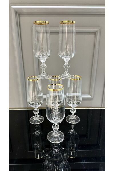 Bohemia Crystalex Gold Footed Coffee Side Water Glass 180 Ml