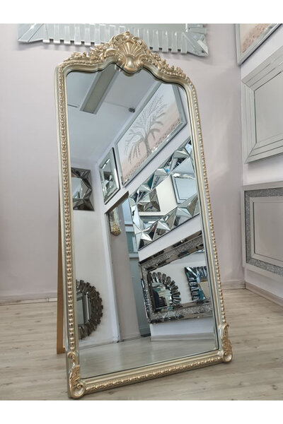 AYNA DENİZİ Princess Shiny Gold Model Platin Altın Renk Dekoratif Ayaklı Boy Aynası