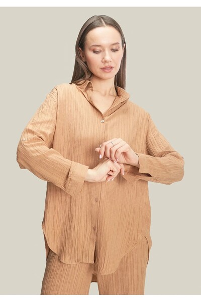 EMİRA LİFE Stone/Beige Linen Trousers Shirt Set